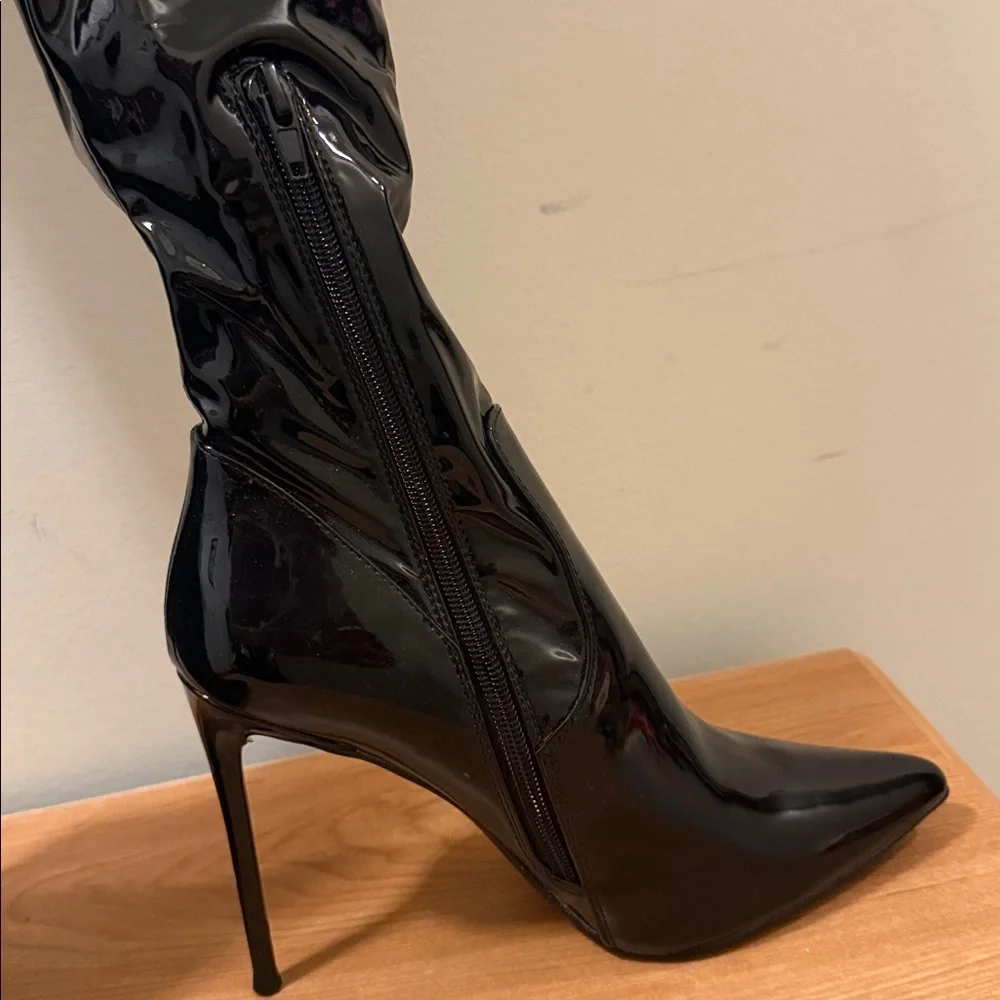 Steve Madden Over-the-Knee Women's Boots Black Patent Stiletto Pretty Woman 7.5